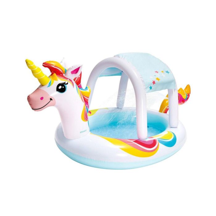 Piscina hinchable unicornio con ducha y techo (capacidad 130 litros) (+ 2 años) 254x132x109 cm