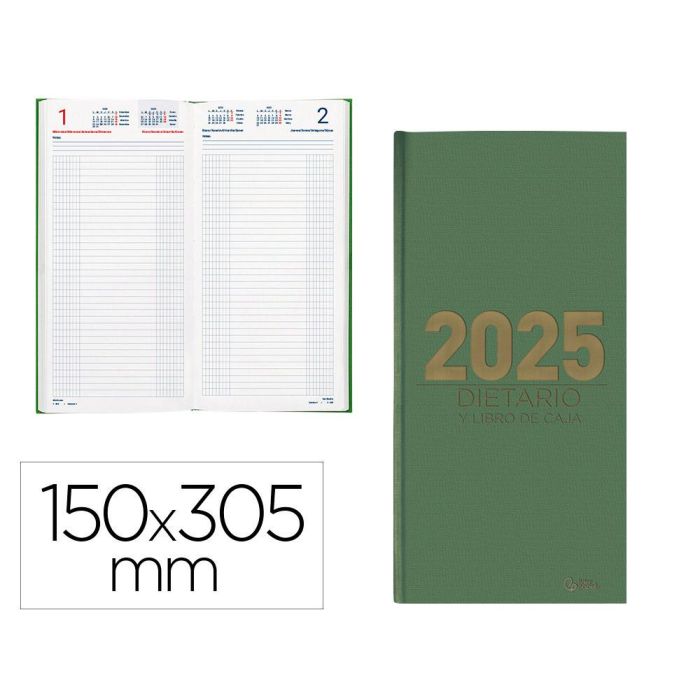 Dietario Liderpapel 2025 Dos Tercios 15x30,5 cm Color Verde Papel 70 gr