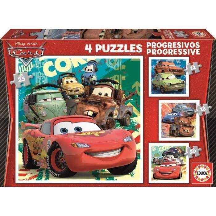 Puzzle Progresivos Cars 2 12-16-20-25 de 3-5 Años Educa Borras 14942