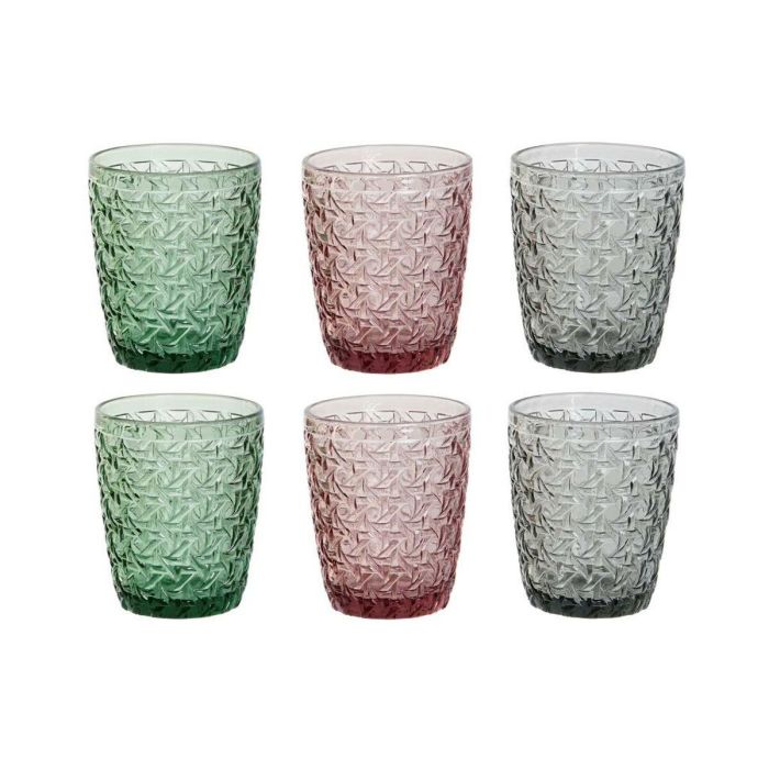 DKD Home Decor Vaso Basicos Set de 6 Verde Rosa Gris Cristal 8 x 10 x 8 cm 240ml Apto Microondas y Lavavajillas 0 DKD Home Decor Vaso Basicos Set de 6 Verde Rosa Gris Cristal 8 x 10 x 8 cm 240ml Apto Microondas y Lavavajillas 0