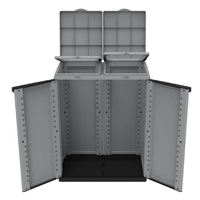 Ecoline Armario reciclaje 2 puertas, gris/negro, 68x39x88.7 cm, capacidad 2 bolsas de 110l 2