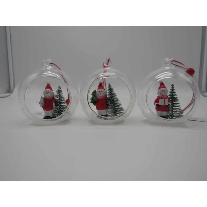 DKD Home Decor Decoración Colgante de Navidad Tradicional Surtido Colores Rojo Blanco Verde Resina y Cristal 6 Unidades 7x8.5x8 cm