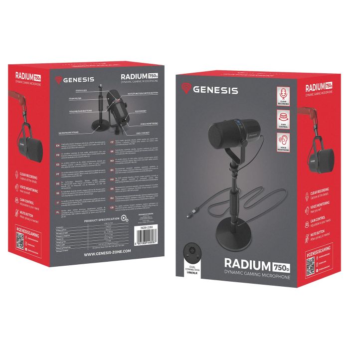Genesis Gaming RADIUM 750D Micrófono para PC con Conector USB/XLR, Cardioide, 24-bit / 96 kHz, Negro 13 Genesis Gaming RADIUM 750D Micrófono para PC con Conector USB/XLR, Cardioide, 24-bit / 96 kHz, Negro 13