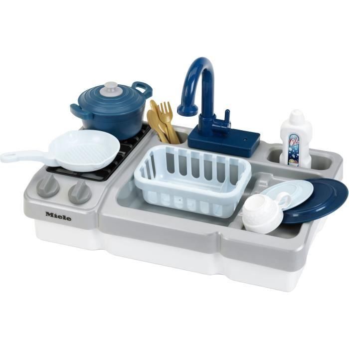 Klein AUC1700675656071 Fregadero de Juguete para Niños Cocina Miele, Grifo de Agua Funcional, con Muchos Accesorios para Juego Simulado
