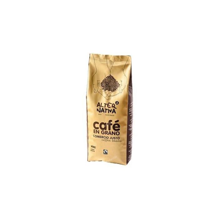 ALTERNATIVA 3 Café Intenso Grano 1 kg, Tueste Natural, Blend Arábica y Robusta, Intensidad 8, Comercio Justo