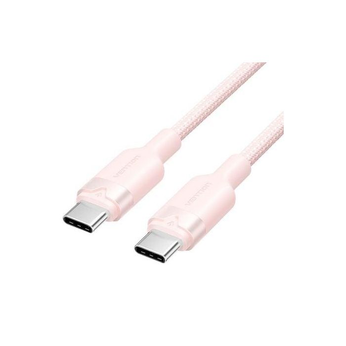 Cable USB 2.0 Tipo-C 3A Vention TRDPF/ USB Tipo-C Macho - USB Tipo-C Macho/ Hasta 60W/ 480Mbps/ 1m/ Rosa