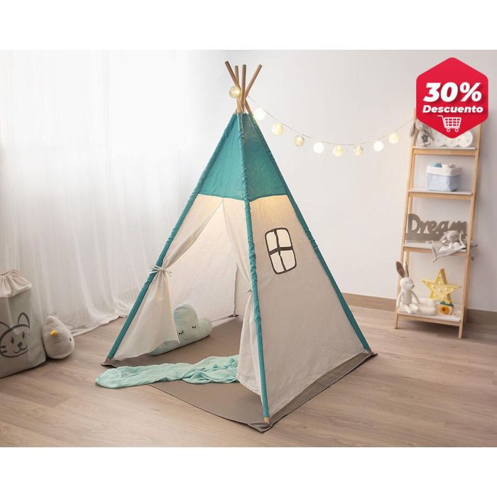 KioKids Tienda de Campaña Infantil Teepee Azul para Niños +0 Meses 4