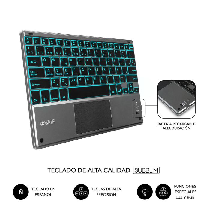 SUBBLIM Funda con Teclado Retroiluminado KEYTAB Pro BT Touchpad Ipad 10,9" 10a Gen Black 4