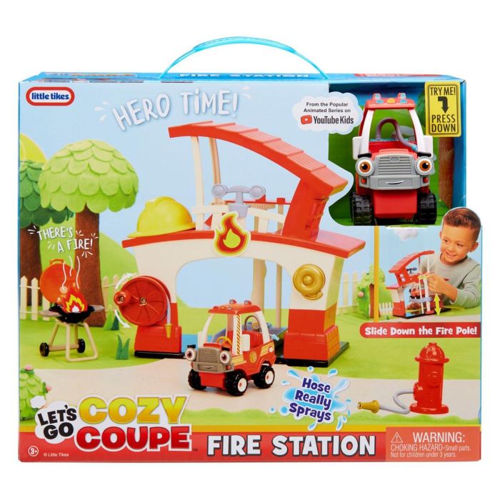 Mga Let's Go Cozy Coupe Estación de Bomberos 661310 con Camión de Bomberos, Boca de Incendios y Sombrero para +18 Meses 2