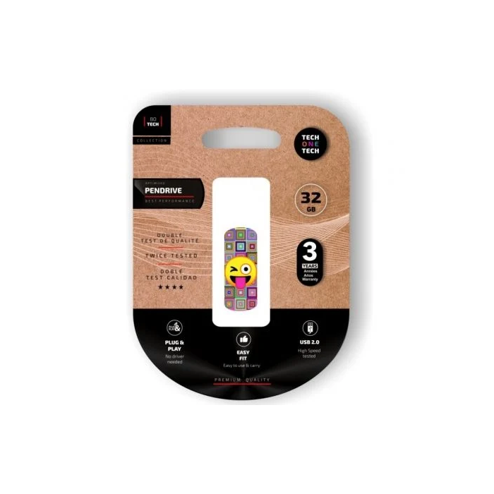 Memoria Usb 32Gb Tech-One-Tech Emoji Guiño 2.0 (Incluye Canon Lpi De 0.24 )
