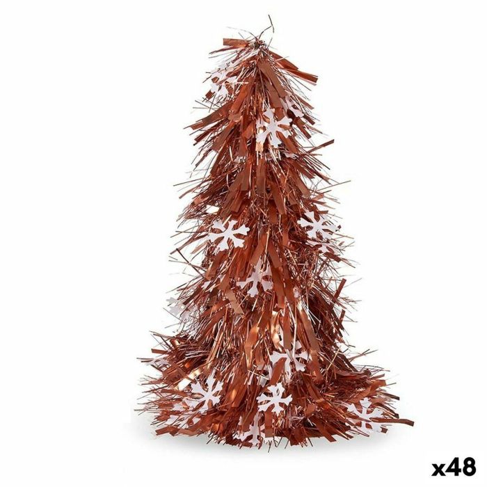 Figura Decorativa Árbol de Navidad Espumillón Blanco Cobre Polipropileno PET 20 x 30 x 20 cm (48 Unidades) Figura Decorativa Árbol de Navidad Espumillón Blanco Cobre Polipropileno PET 20 x 30 x 20 cm (48 Unidades)