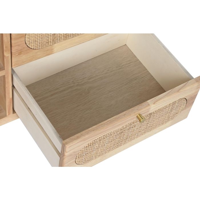 DKD Home Decor Mueble TV Scandi Natural 120 x 48 x 30 cm Rubberwood y Ratán 4
