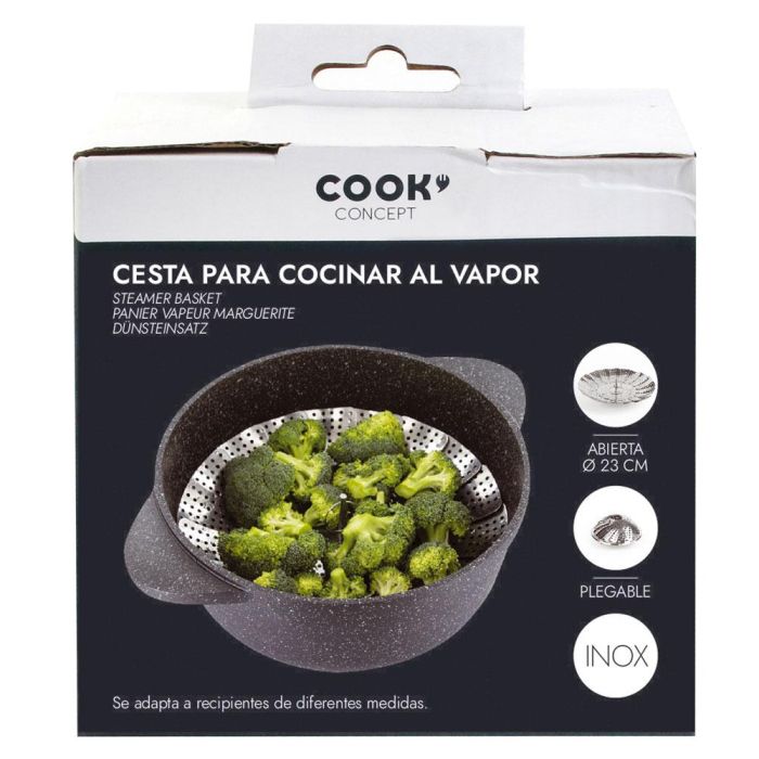 Cook Concept Cesta Vapor Acero Inoxidable Plegable 23x6 cm 0 Cook Concept Cesta Vapor Acero Inoxidable Plegable 23x6 cm 0