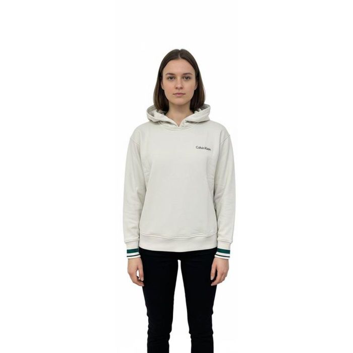 Sudadera con Capucha Mujer Calvin Klein Verde Beige S 2 Sudadera con Capucha Mujer Calvin Klein Verde Beige S 2
