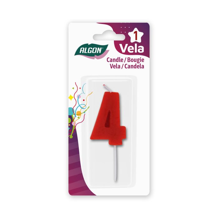 Vela Roja N.4 Algon - Decoración y Aromatizante (36 Unidades) 1 Vela Roja N.4 Algon - Decoración y Aromatizante (36 Unidades) 1