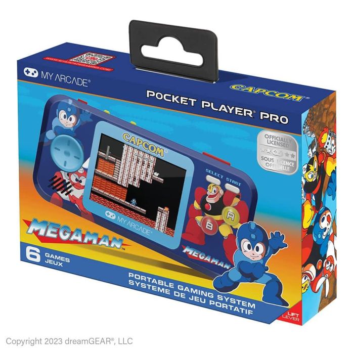 My Arcade JUS1696639164159 Pocket Player PRO Megaman Retrogaming Pantalla 7 cm Alta Resolución, 6 Juegos Mega Man 3