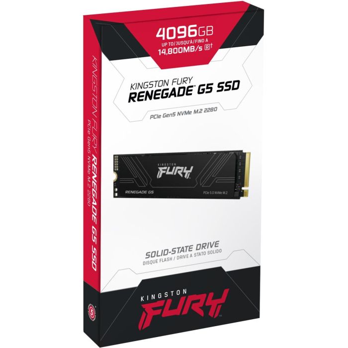 Kingston SFYR2S/4T0 FURY Renegade G5 SSD 4096GB NVMe PCIe 5.0 M.2 - 14800MB/s Lectura / 14000MB/s Escritura 3 Kingston SFYR2S/4T0 FURY Renegade G5 SSD 4096GB NVMe PCIe 5.0 M.2 - 14800MB/s Lectura / 14000MB/s Escritura 3