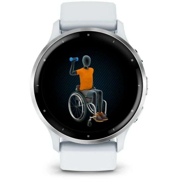 Reloj GPS conectado - GARMIN - Venu 3 - WiFi - 35,4 mm (1.4) - Acero plateado, caja blanca y correa de silicona blanca 3