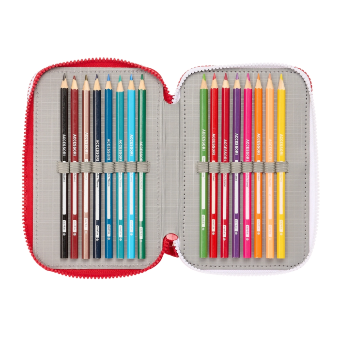 Plumier Triple Sevilla Fútbol Club Rojo 12,5 x 19,5 x 5,5 cm 36 Piezas 4