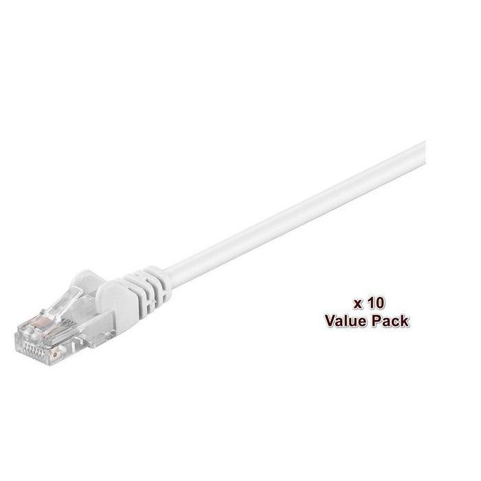MicroConnect Cable de Red CAT5e U/UTP 1m Blanco VALUEPACK (10 piezas) para Router/Módem/Switch, Conexión Red Hogar/Oficina