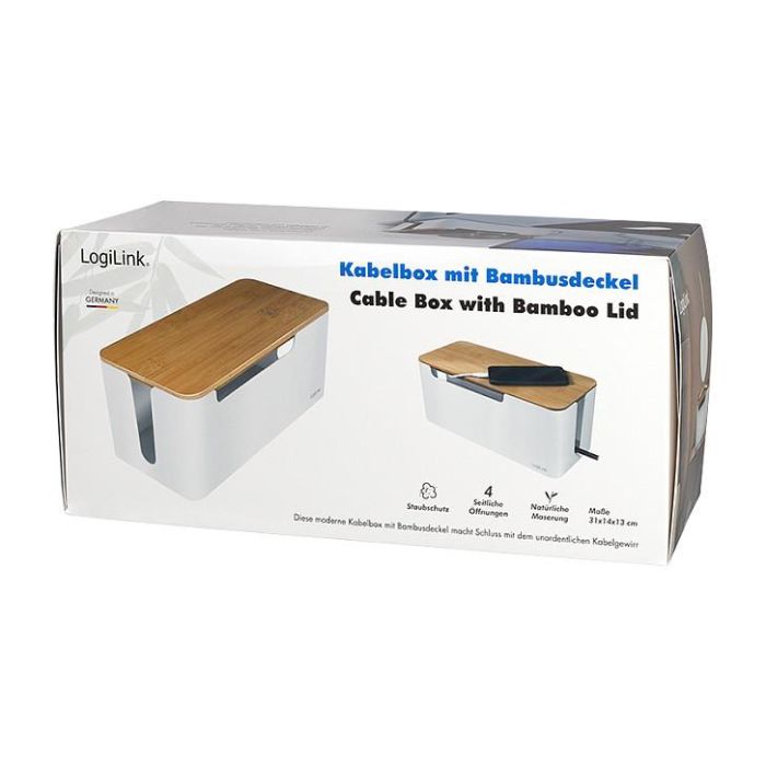 LogiLink KAB0075 Caja Organizadora de Cables con Tapa de Bambú 320 x 140 x 130 mm, Blanca 7 LogiLink KAB0075 Caja Organizadora de Cables con Tapa de Bambú 320 x 140 x 130 mm, Blanca 7