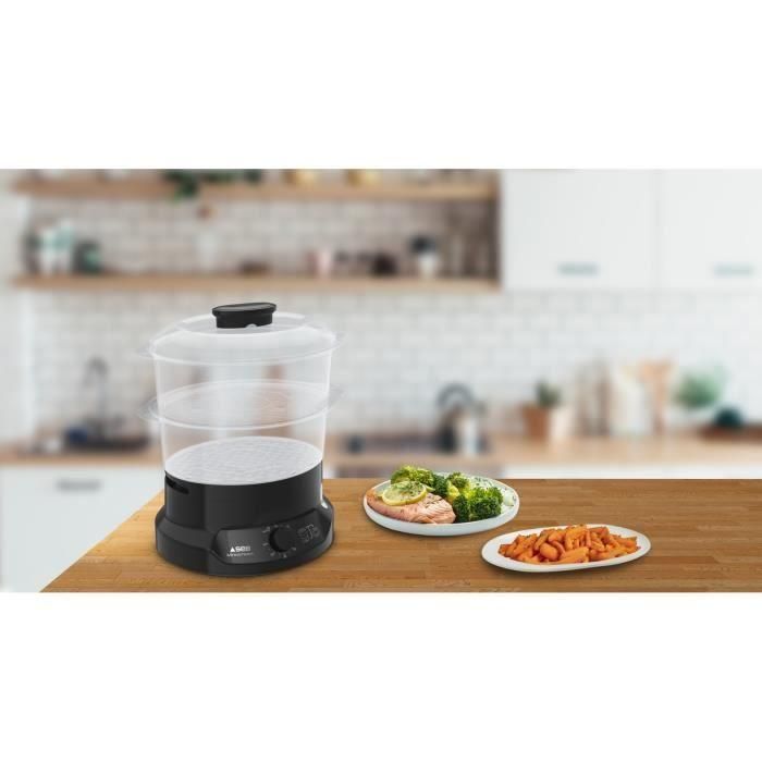 SEB VC139800 Minicompact Olla a vapor 6 L, 2 cuencos apilables, Recipiente para arroz + cereales, Temporizador 60 min, Parada automática, Compacto 4