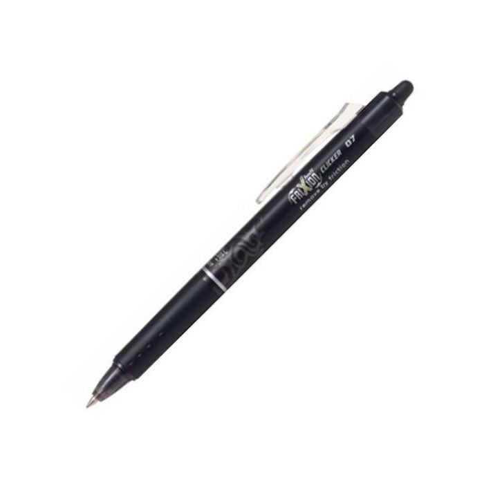 Pilot Bolígrafo de Tinta Borrable Frixion Clicker 0.7 mm Negro - Pack de 12 Unidades Retráctil (12 Unidades)