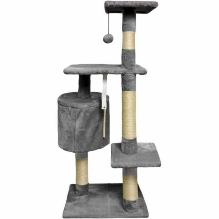 Paloma ALC10B Rascador para gatos, gris oscuro, con 3 plataformas, 1 cuerda, 1 nicho y postes rascadores, 40x40x114 cm 4 Paloma ALC10B Rascador para gatos, gris oscuro, con 3 plataformas, 1 cuerda, 1 nicho y postes rascadores, 40x40x114 cm 4