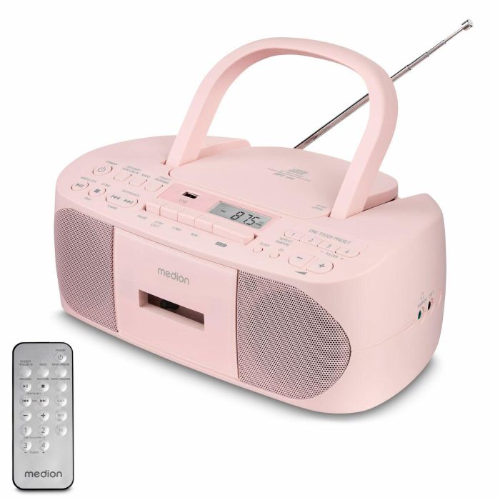 Medion AAAQL64901 Radio CD K7 FM portátil con 2x3W RMS de potencia, color rosa 7