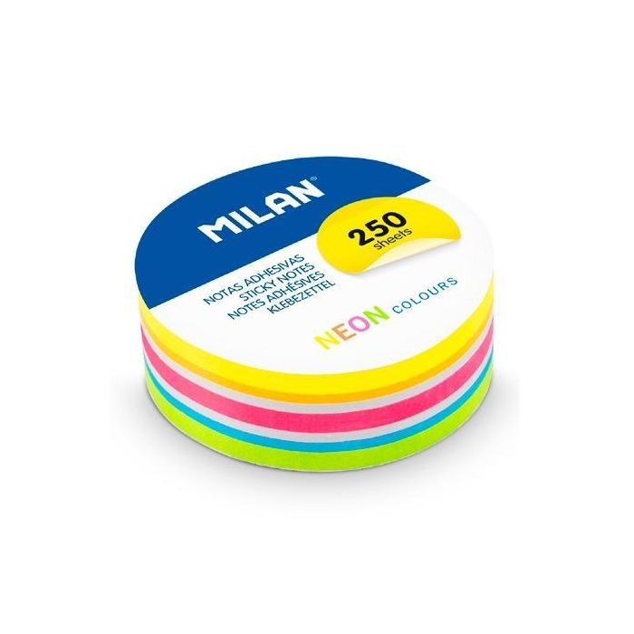 Milan Bloc De Notas Adhesivas Removibles Redondas Ø67 mm 250H Colores Neón Milan Bloc De Notas Adhesivas Removibles Redondas Ø67 mm 250H Colores Neón