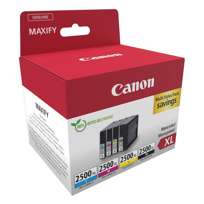 CANON Pack 4 Cartuchos PGI-2500XL Maxify iB4050 MB5050 MB5350 Alta capacidad Pack-4 colores ECOPACK