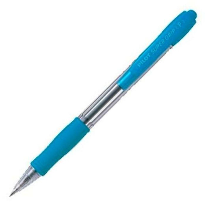 Pilot Bolígrafo Super Grip retráctil tinta aceite, celeste, sujeción caucho, punta 1mm, trazo 0,4 mm