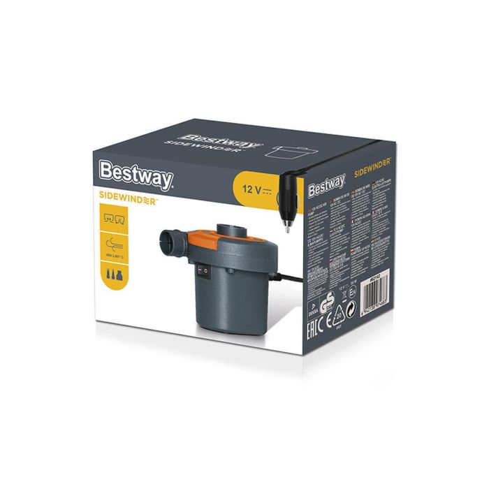 Bomba de aire eléctrica BESTWAY Sidewinder, conexión a la red y mechero - 490 L / mn 12 Bomba de aire eléctrica BESTWAY Sidewinder, conexión a la red y mechero - 490 L / mn 12