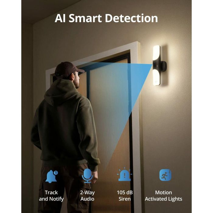 Eufy CAM S100 Cámara de Seguridad IP Exterior 2K 2048x1536 con Luz de Pared 1200 Lúmenes, Activada por Movimiento, Audio 2 Vías, IP65 8 Eufy CAM S100 Cámara de Seguridad IP Exterior 2K 2048x1536 con Luz de Pared 1200 Lúmenes, Activada por Movimiento, Audio 2 Vías, IP65 8