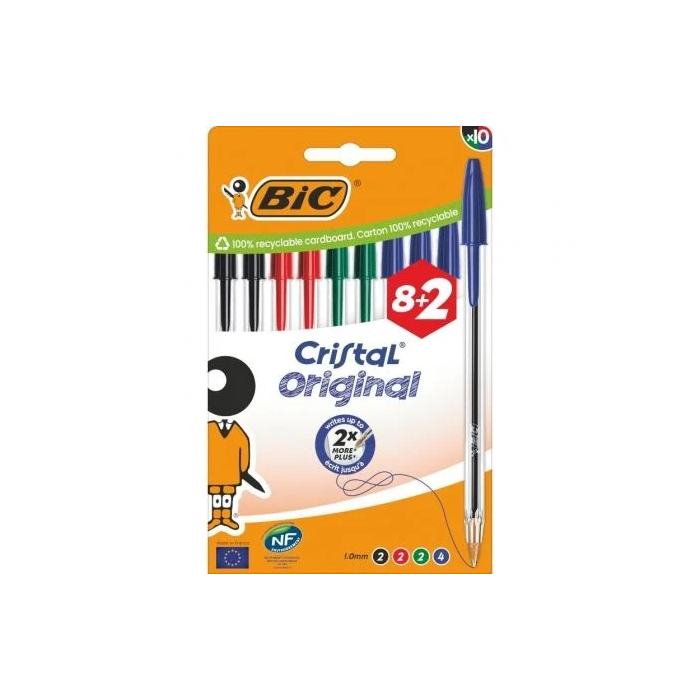 Bic 516355 Bolígrafos de Tinta de Aceite, Caja de 10 Unidades, Colores Surtidos Bic 516355 Bolígrafos de Tinta de Aceite, Caja de 10 Unidades, Colores Surtidos