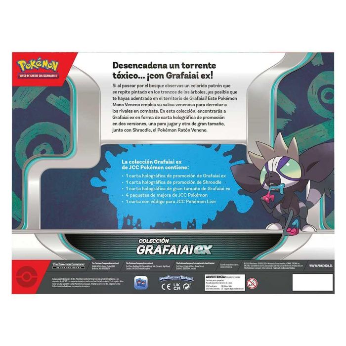 Pokemon TCG: Blíster Grafaiai ex Box Español - 4 Paquetes de Refuerzo, 2 Promoción, 1 XL, 1 Código