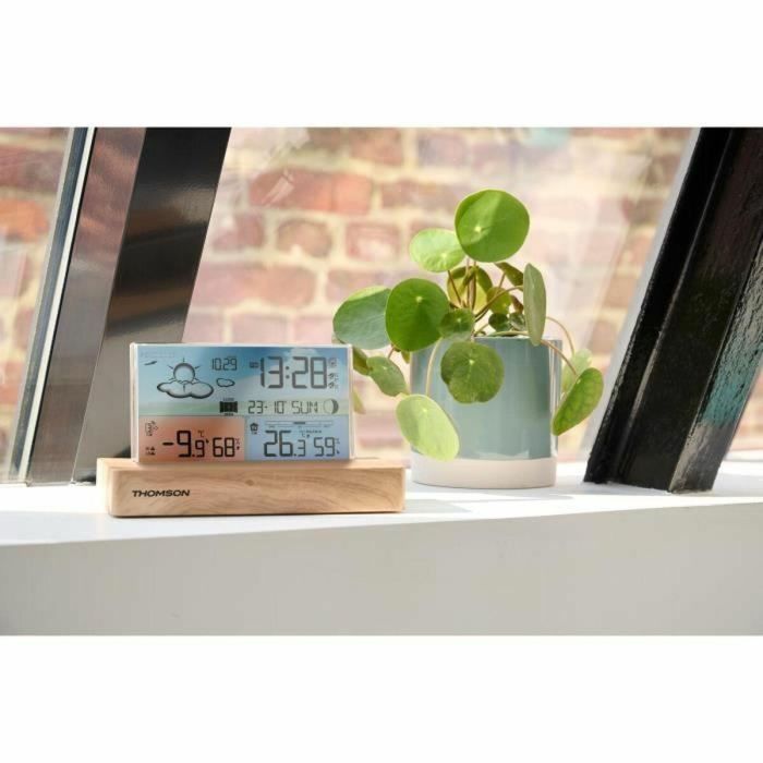 Reloj despertador estación meteorológica - THOMSON - Madera clara - Visualizador de temperatura, Higrometría, Alarma dual, USB-C, Sonda inalámbrica 1 Reloj despertador estación meteorológica - THOMSON - Madera clara - Visualizador de temperatura, Higrometría, Alarma dual, USB-C, Sonda inalámbrica 1