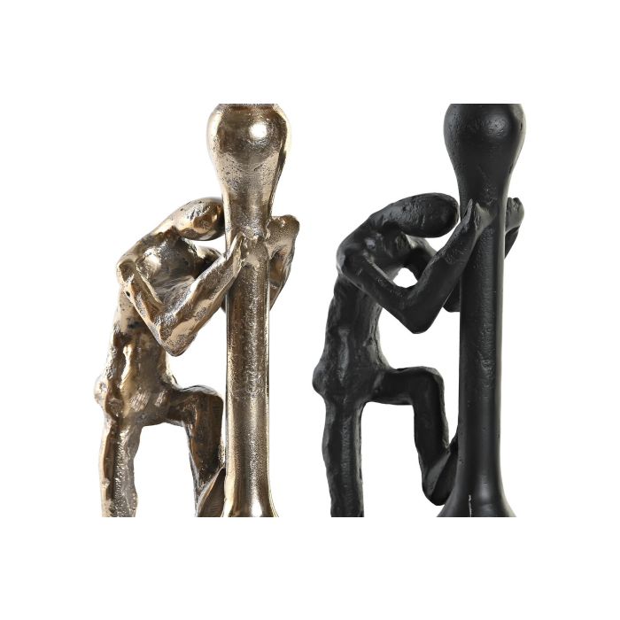DKD Home Decor Candelabro Moderno Champan Negro Aluminio 10 x 27 x 12 cm (2 Unidades) 1