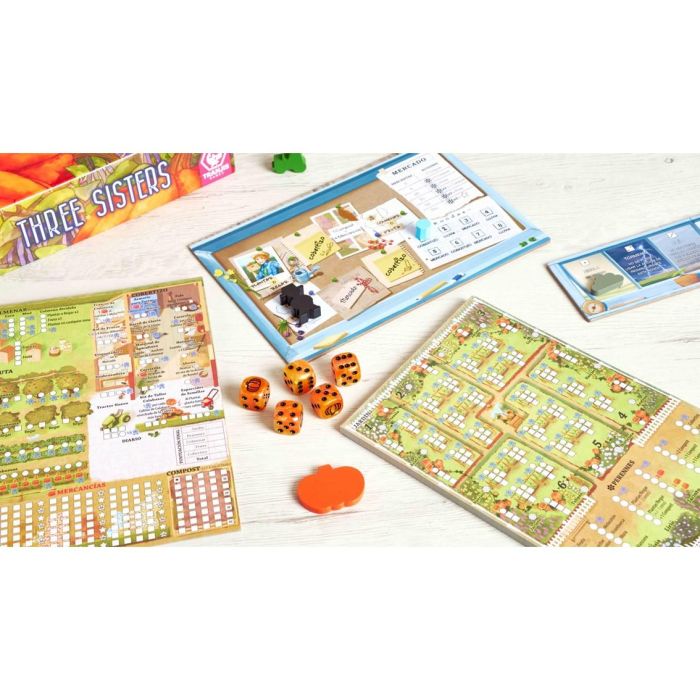 Tranjis Games Juego de Mesa Three Sisters - Roll & Write de Estrategia Agrícola para 2+ Jugadores, Cultiva Maíz, Calabazas y Judías 1