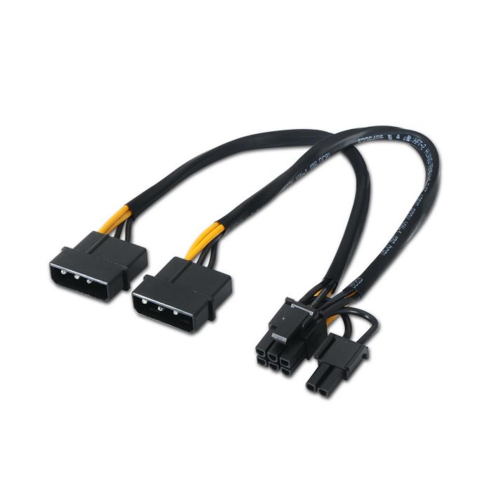 Aisens Cable Tarjeta Gráfica 2x Molex 4Pin Macho a PCI-E 6+2Pin Macho Negro 20 cm
