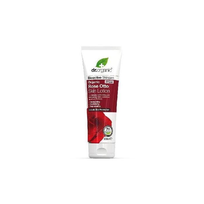 Dr. Organic Loción Corporal Rosa de Damasco 200ml – Hidrata, Revitaliza, Tonifica y Rejuvenece – Apto para Veganos