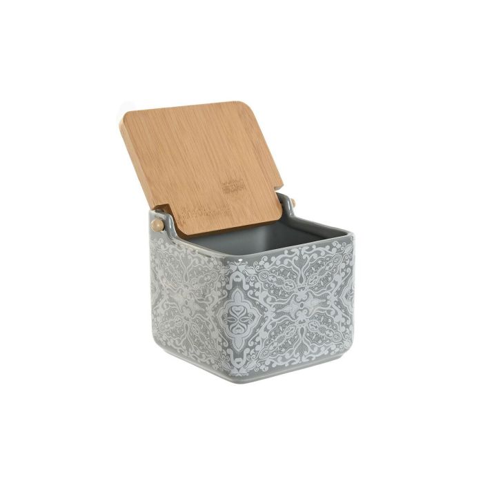 DKD Home Decor Salero Estilo Indio Delhi Dolomita y Bambú Beige Azul 750 ml 12.5x12x14 cm Set 2 Unidades Apto Lavavajillas 1