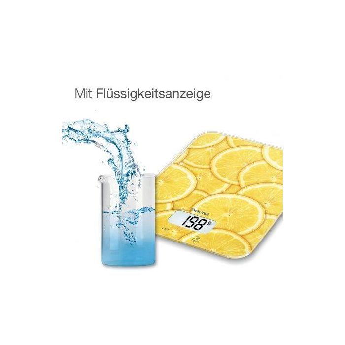 BÁSCULA DE COCINA BEURER KS-19 LEMON - HASTA 5KG - PRECISIÓN 1G - BOTONES DE SENSOR - FUNCIÓN TARA 3