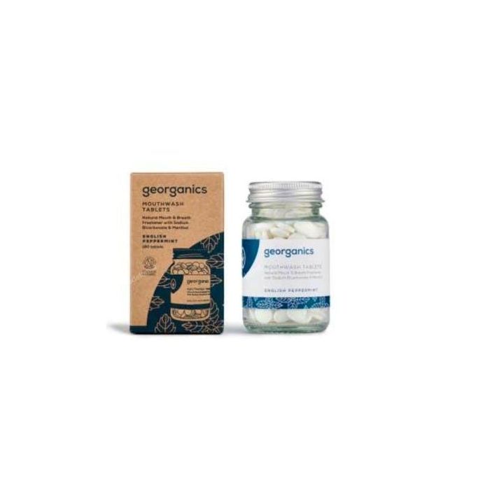 GEORGANICS Enjuague Bucal Menta en Pastillas 180 ud. Sin Sintéticos, Natural y Vegano para Salud Bucal Óptima