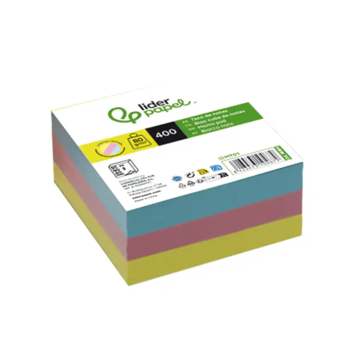 Liderpapel Tacos de Papel sin Encolar Colores 400 Hojas 95x90x40 mm 80 gr 2