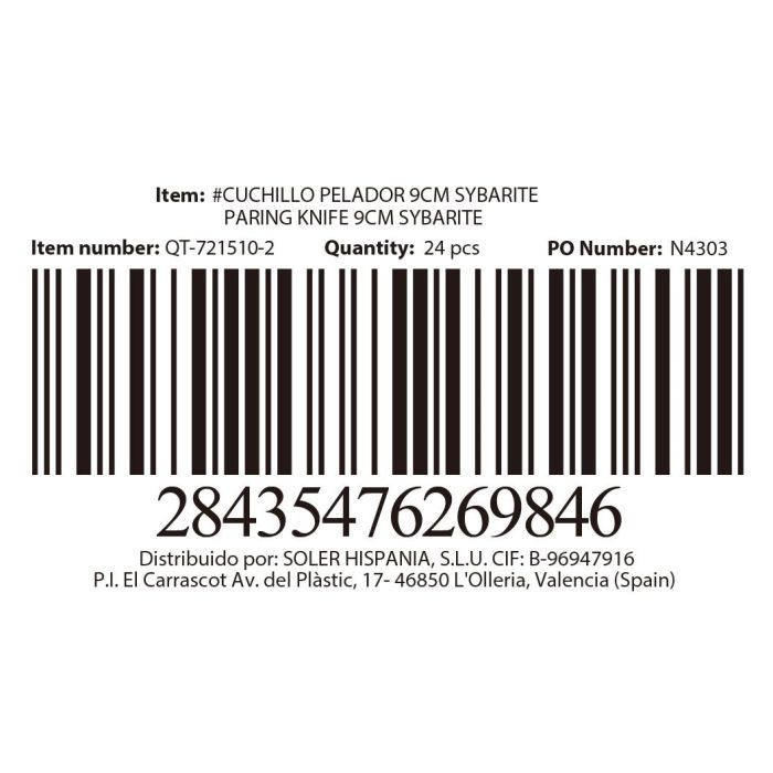 Quttin Cuchillo Pelador Sybarite 9 cm (24 Unidades) 1
