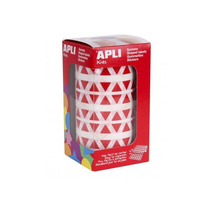 Apli Gomets Triangulares 10,5 mm Rollo Rojo - 6136 Unidades, Ideal para Escuelas y Talleres
