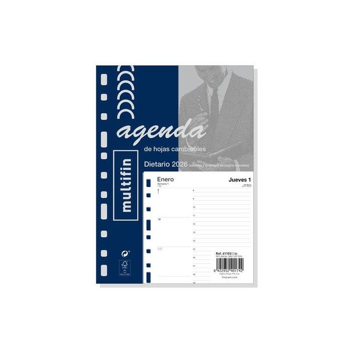 Finocam Recambio Anual Agenda 11 Anillas Multifin 3002-155x215 mm 1 Día Página 2026