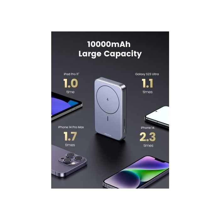 Ugreen 10000Mah Mini Powerbank Wireless 20W With Magsafe Grey 9