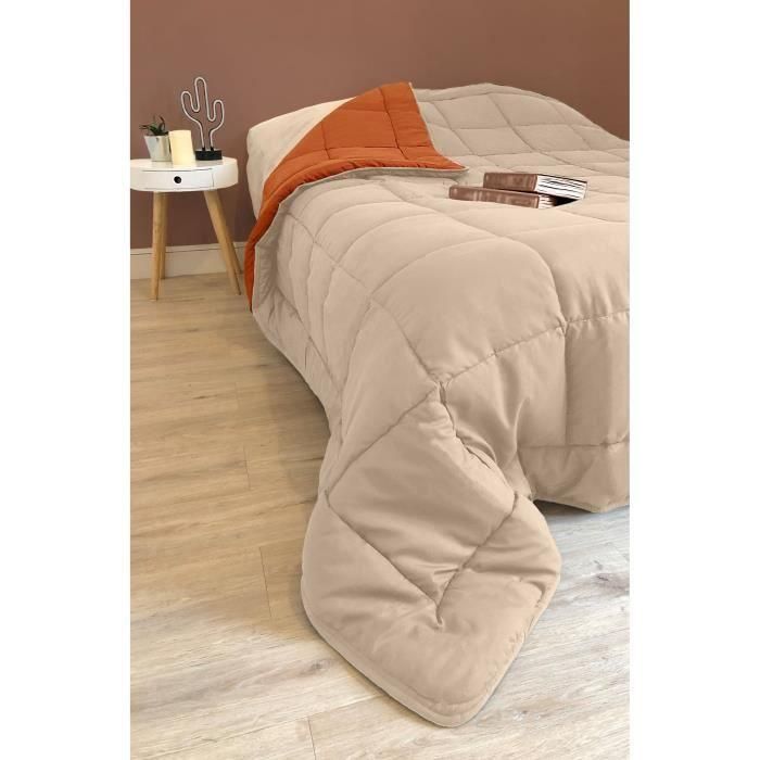 POYET MOTTE Edredón Microfibra 400g / m² CALGARY - 140 x 200 cm - Gris guijarro y gimgembre marrón 3 POYET MOTTE Edredón Microfibra 400g / m² CALGARY - 140 x 200 cm - Gris guijarro y gimgembre marrón 3